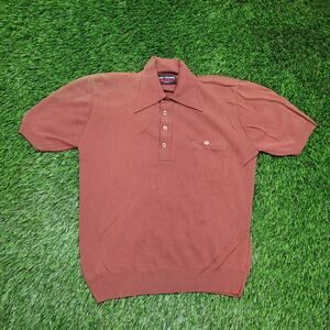 Vintage 70s Van Heusen Dagger Collar Knit Polo Shirt Mens Small Disco